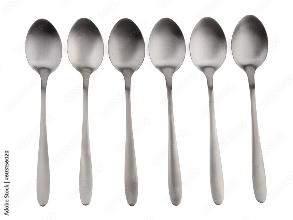 Stainless steel spoons on white background Stainless steel spoons on white background