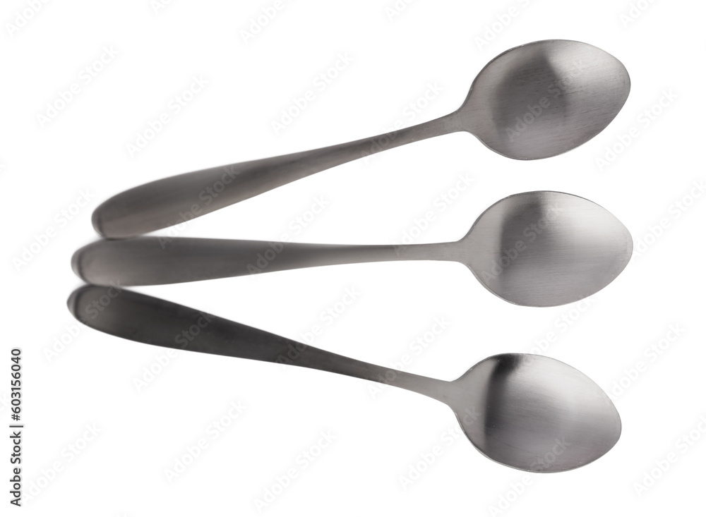 Stainless steel spoons on white background Stainless steel spoons on white background