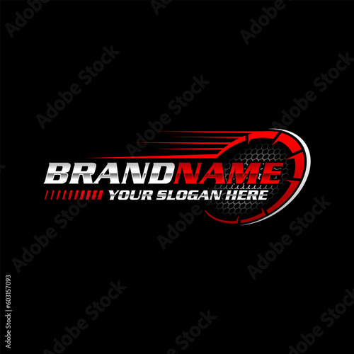 Speed rpm, speedometer driver race logo design vector illustration