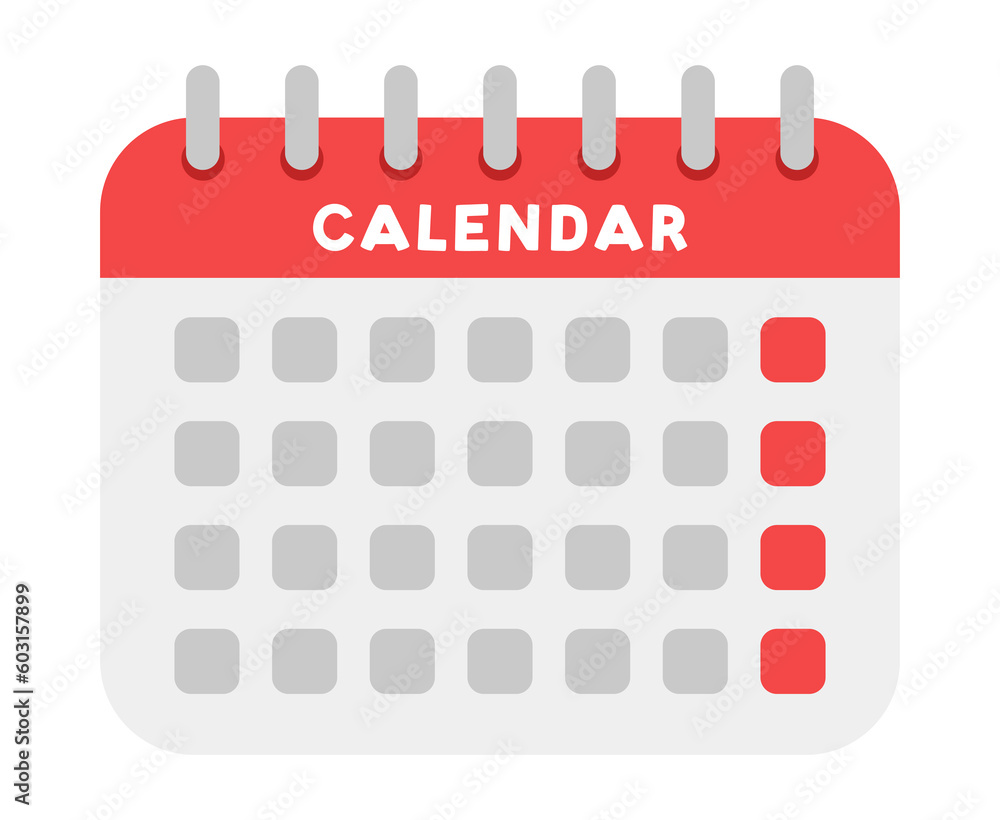 Vector simple callendar illustration with marked dates. Vector calendar icon. Vector simple callendar illustration with marked dates. Vector calendar icon.
