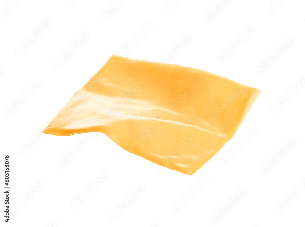 Slice of tasty processed cheese isolated on white background Slice of tasty processed cheese isolated on white background