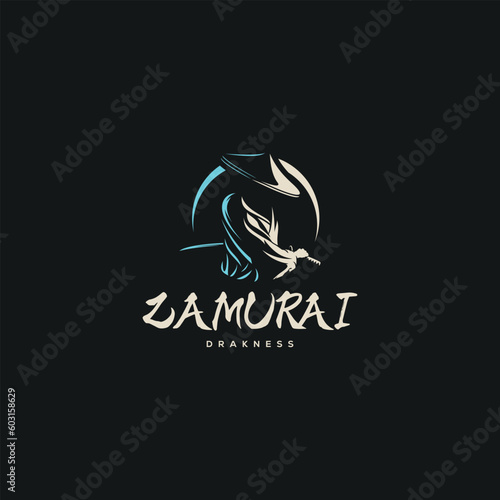 Samurai warrior Logo Design Vector. Silhouette of Samurai. Template illustration