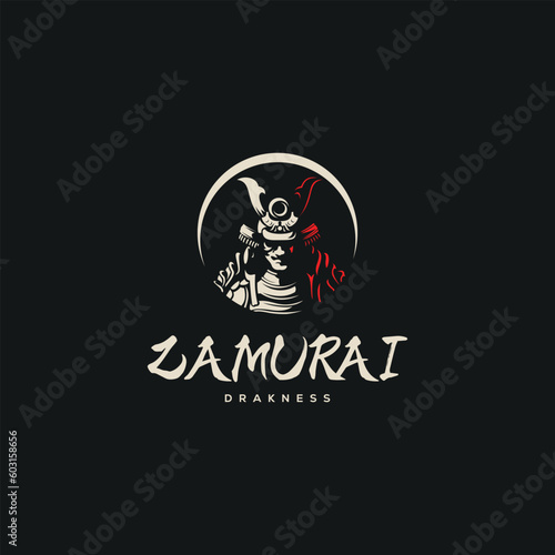 Samurai warrior Logo Design Vector. Silhouette of Samurai. Template illustration