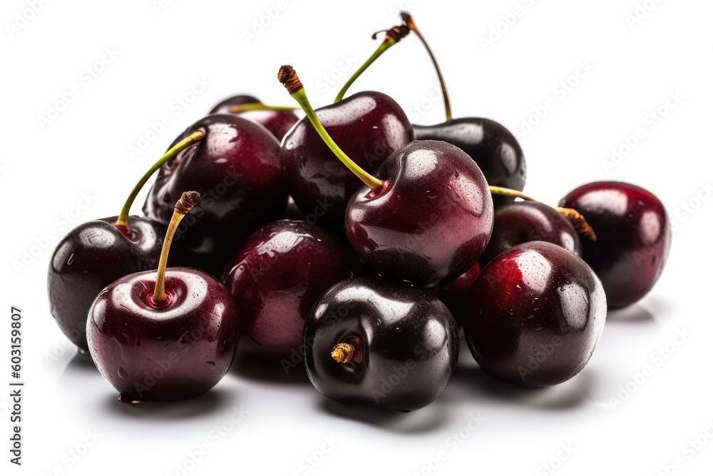 tasty sweet cherries on a white background tasty sweet cherries on a white background