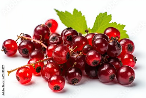tasty red currants on a white background