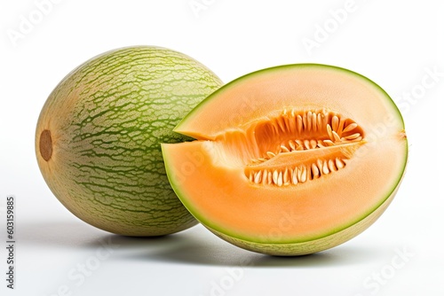tasty cantaloupe melons on a white background