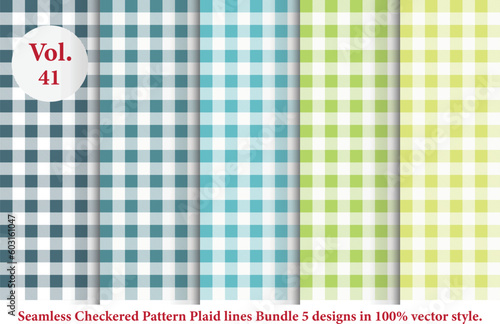 Plaid lines Pattern checkered Bundle 5 Designs Vol.41,vector Tartan seamless