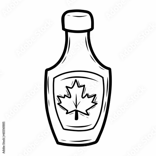 Maple syrup on white background. National symbol of Canada. Vector doodle illustration.