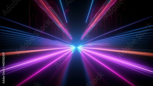 Spectrum neon lights abstract background. Futuristic corridor. AI generated, human enhanced