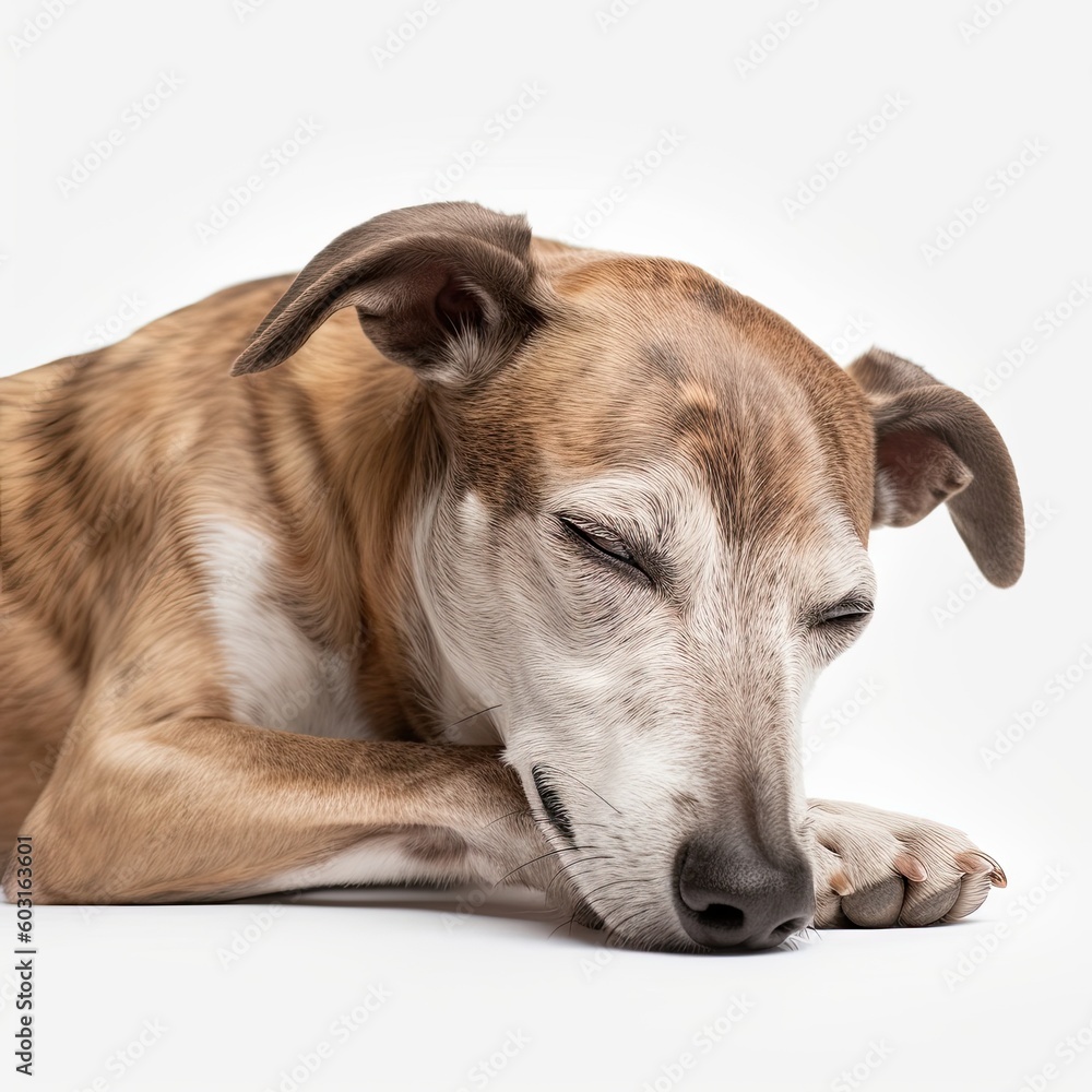 An Adorable Brown Puppy: Sleeping Greyhound Dog in a Domestic Setting, Generative AI