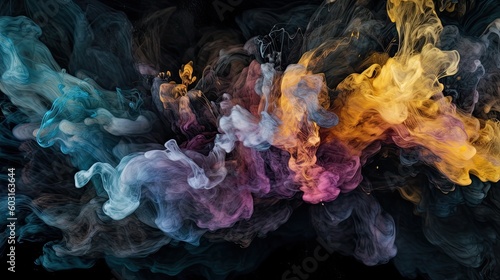 Dynamic Wallpaper Design with Black Marble & Smokey Colours: Light Waves, Fire Shapes & More. Generative AI © AIGen