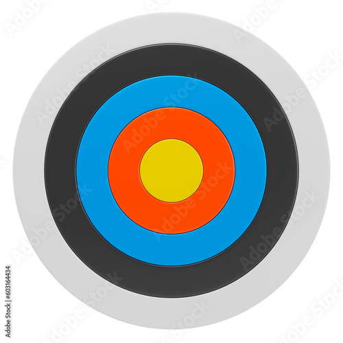 Stationary circular archer's target 3D illustration. Business Goals, focus and achievement concept