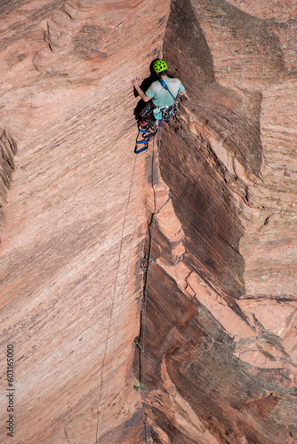 A rock climber spotted in Zion National Park lifestyle candid photo