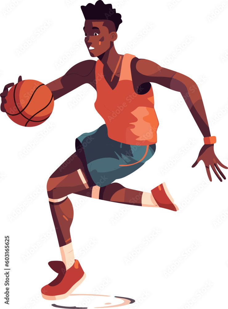 A boy playing basketball.