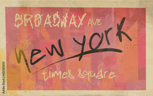 New York Times square vanguard posterart postercard retro lettering