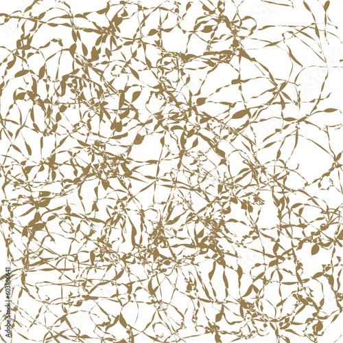 Golden distorted formation that looks like plant roots, scattered dry grass or cobwebs