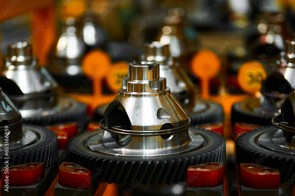 Bevel differential gearboxes for automobiles in plant shop Bevel differential gearboxes for automobiles in plant shop