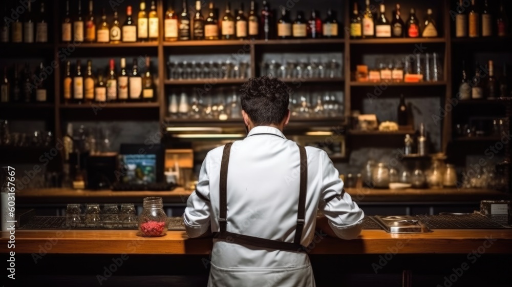 Fototapeta premium bar owner managing the establishment generative ai