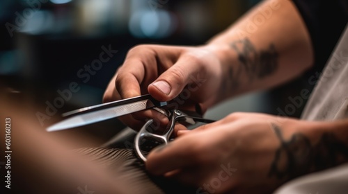hairdresser cutting a client's hair generative ai