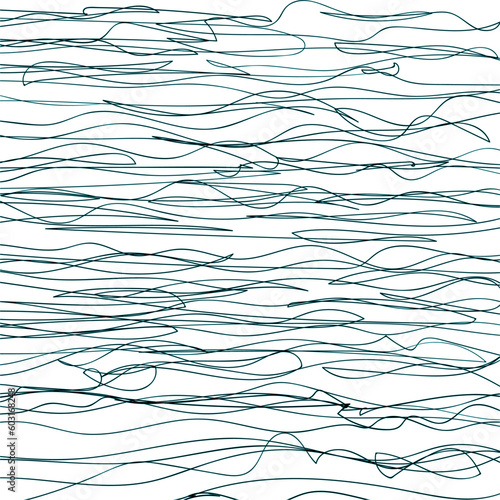 Threads cover the canvas horizontally. Imitation of water waves.