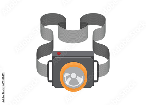 Headlamp. Mountaineering equipment. Simple flat illustration.