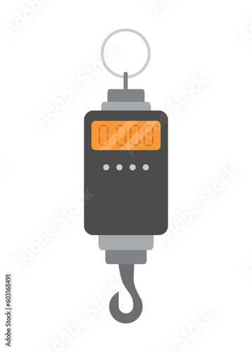Digital hanging weight scale machine. Simple flat illustration.