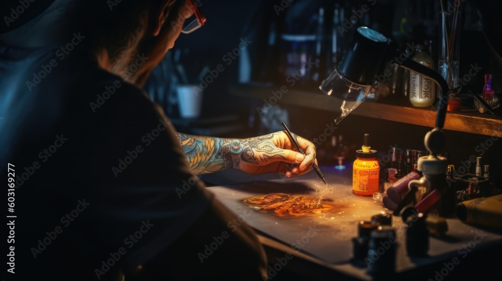 tattoo artist creating a tattoo generative ai tattoo artist creating a tattoo generative ai