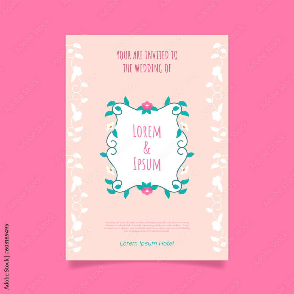 Flat design wedding celebration invitation. - Vector.