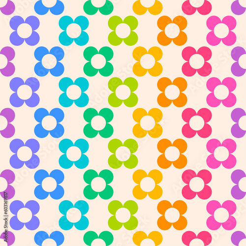 Colorful simple geometric floral seamless pattern background.