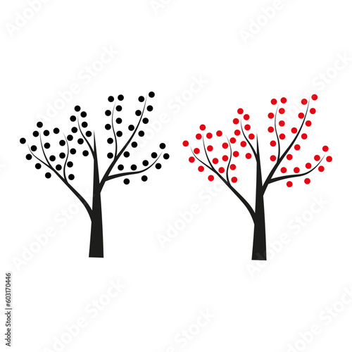 tree colored dots on green background for decorative design. Summer background. Vector illustration.