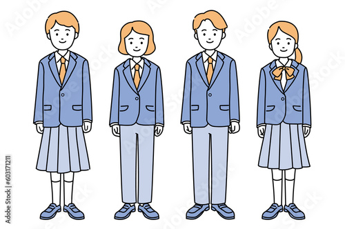 ジェンダーレス制服の生徒たち(PNG)
