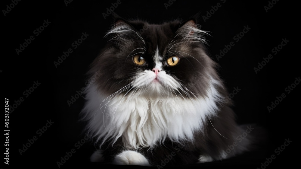 a persian cat with a black and white generative ai