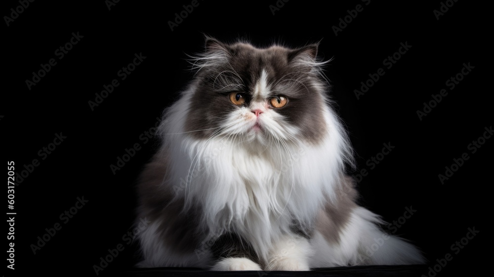 a persian cat with a black and white generative ai