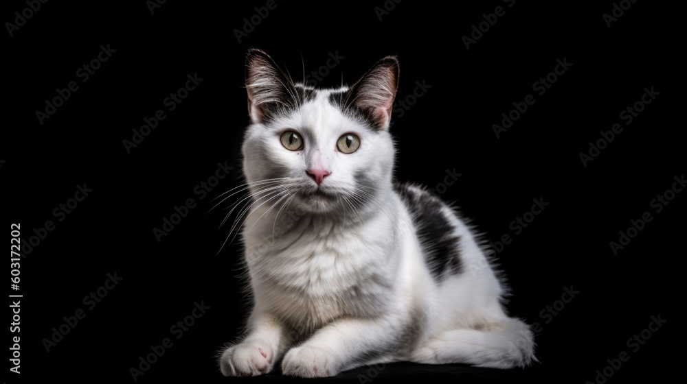white cat with black spots sitting generative ai