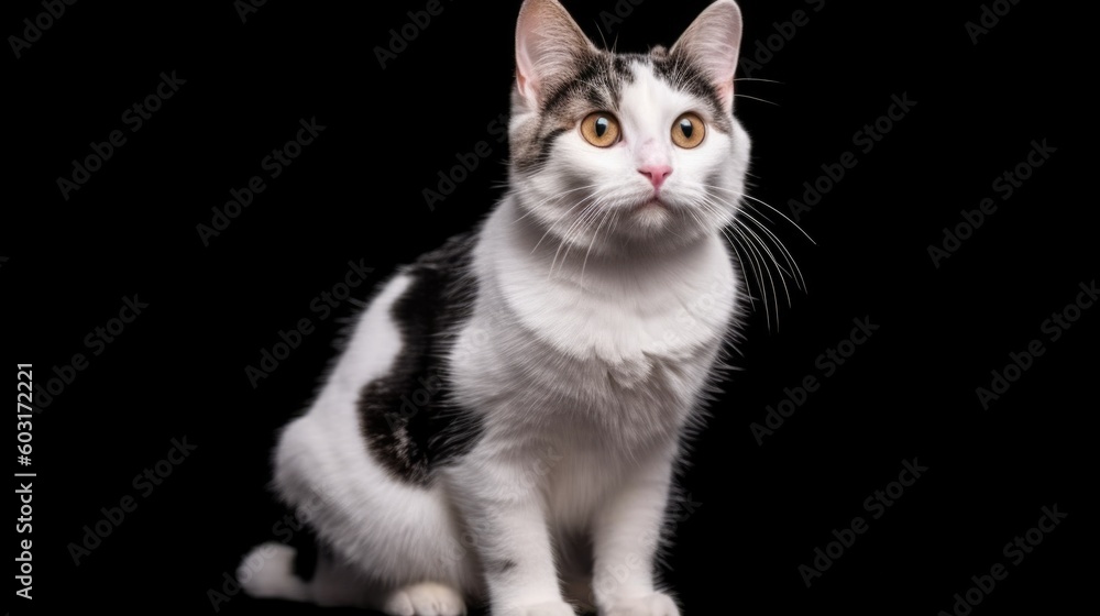 white cat with black spots sitting generative ai white cat with black spots sitting generative ai
