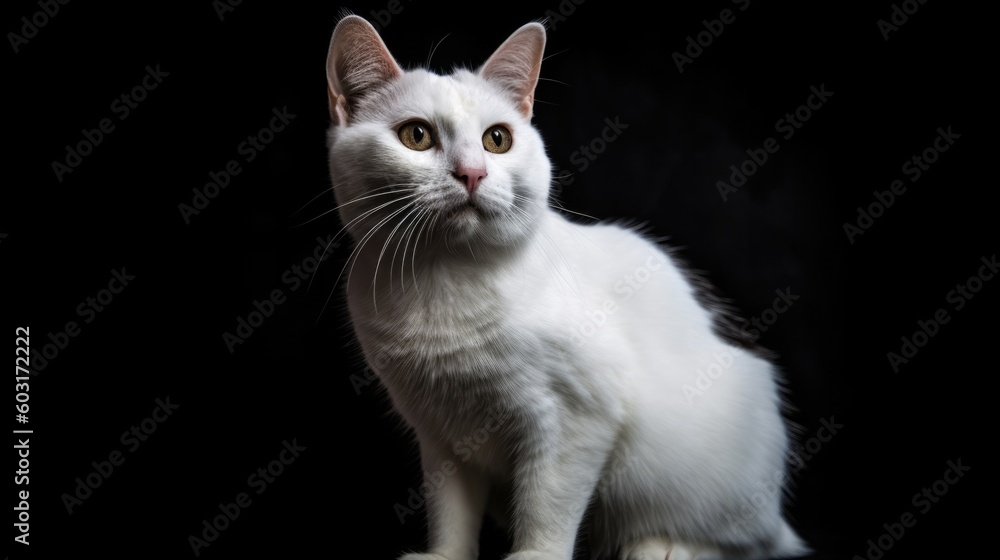 white cat with black spots sitting generative ai