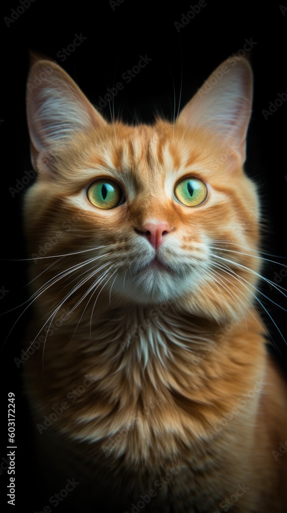 Orange cat with an intense look. generative ai Orange cat with an intense look. generative ai