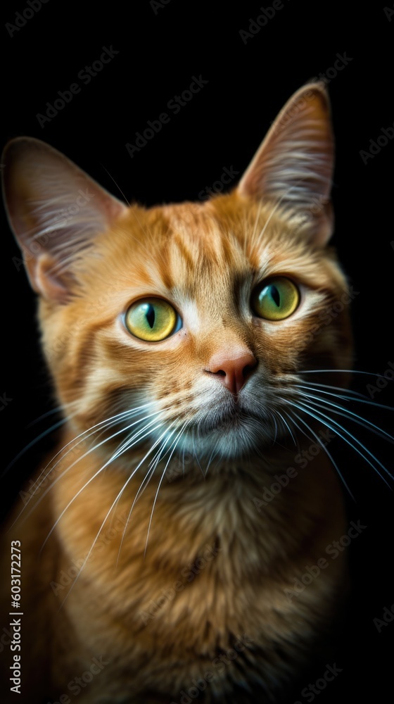 Orange cat with an intense look. generative ai