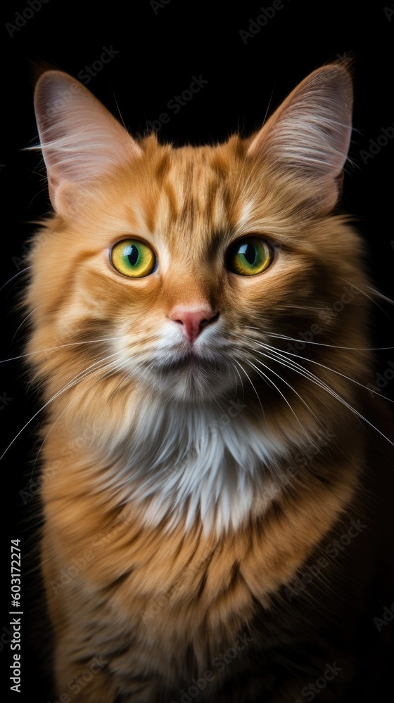 Orange cat with an intense look. generative ai Orange cat with an intense look. generative ai