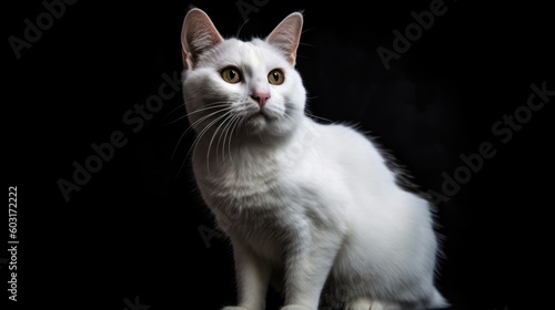 white cat with black spots sitting generative ai
