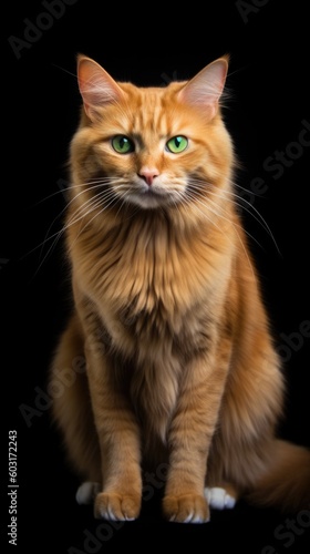 Orange cat with an intense look. generative ai © Francheska