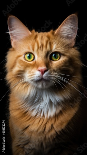 Orange cat with an intense look. generative ai © Francheska