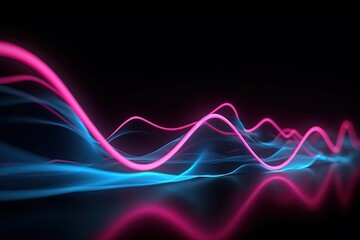 abstract futuristic background with pink blue glowing neon moving high speed wave lines and bokeh lights. Data transfer concept Fantastic wallpaper, Ai Generative