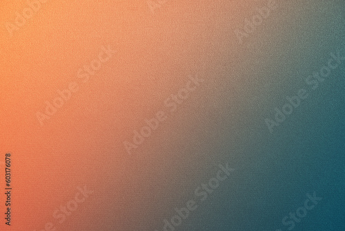 Yellow orange gold coral peach pink brown teal blue abstract background for design. Color gradient, ombre. Matte, shimmer. Grain, rough, noise. Colorful. Template.