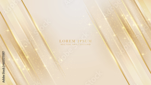 Diagonal golden lines wiht glowing lines and glittering light effects element decoration. Luxury background style vector design