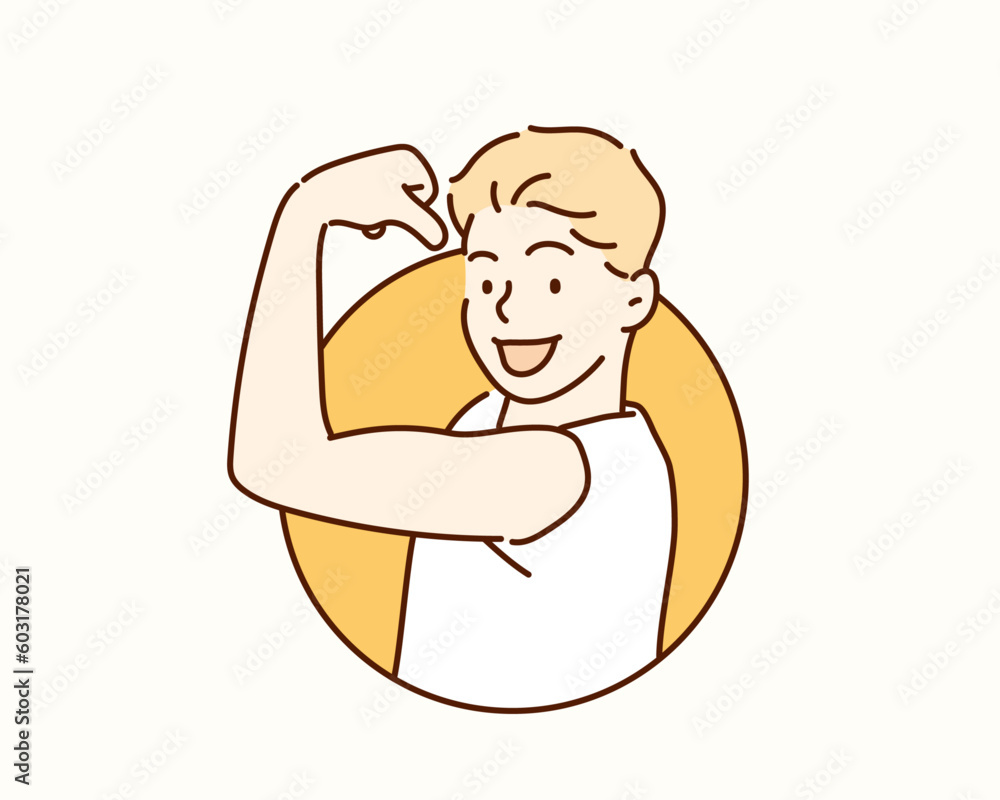 happy strong kid posing. Hand drawn style vector design illustrations. happy strong kid posing. Hand drawn style vector design illustrations.