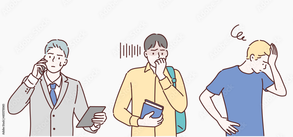 Worried people. Hand drawn style vector design illustrations. Worried people. Hand drawn style vector design illustrations.