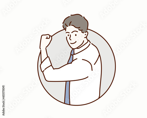 Strong man. Hand drawn style vector design illustrations.