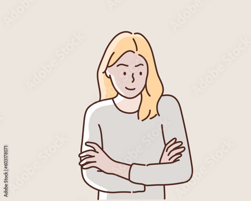 Sneering woman. Hand drawn style vector design illustrations.