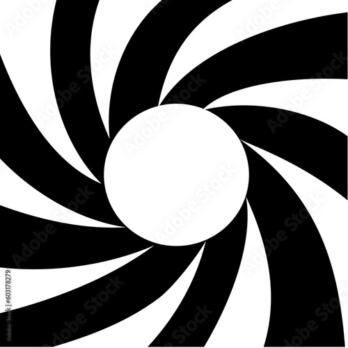 Abstract background inside of a gun barrel. Spiraled interior of a gun. 007 logo. Abstract background.